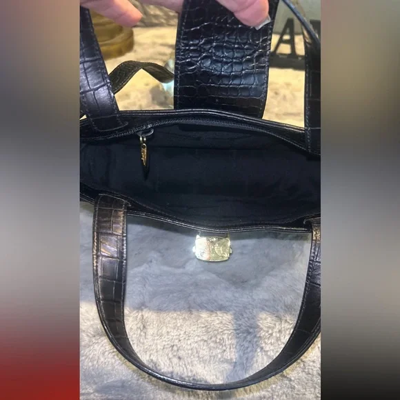 Salvatore Ferragamo Gancini Embossed Square Handbag (Black) - Picture 10 of 11